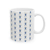 Blue StarPower Starburst Pattern Ceramic Mug — Retro Geometric 11oz & 15oz Coffee Cup