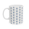 Blue StarPower Starburst Pattern Ceramic Mug — Retro Geometric 11oz & 15oz Coffee Cup